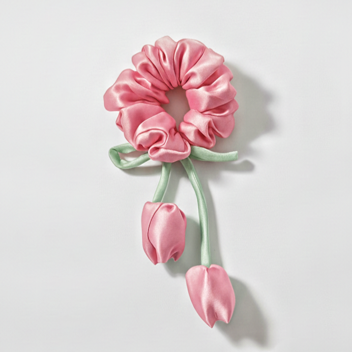 Pink Tulip Scrunchie