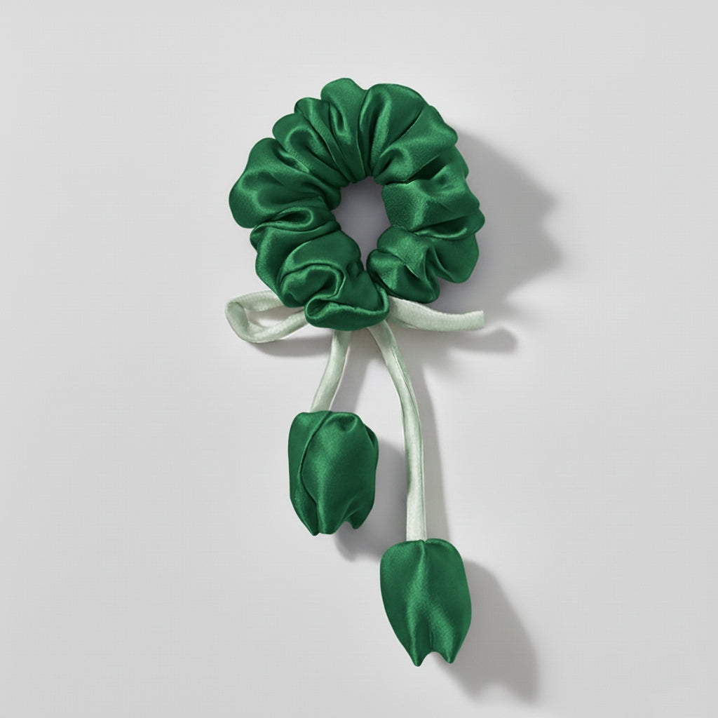 Green Tulip Scrunchie