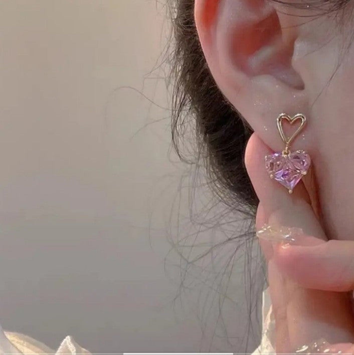 Pink Heart Earings