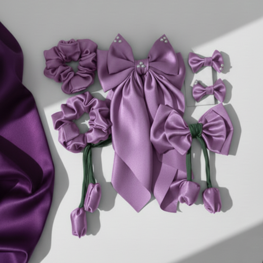 Lavendar Hair Bow Set [set of 6 pcs.]