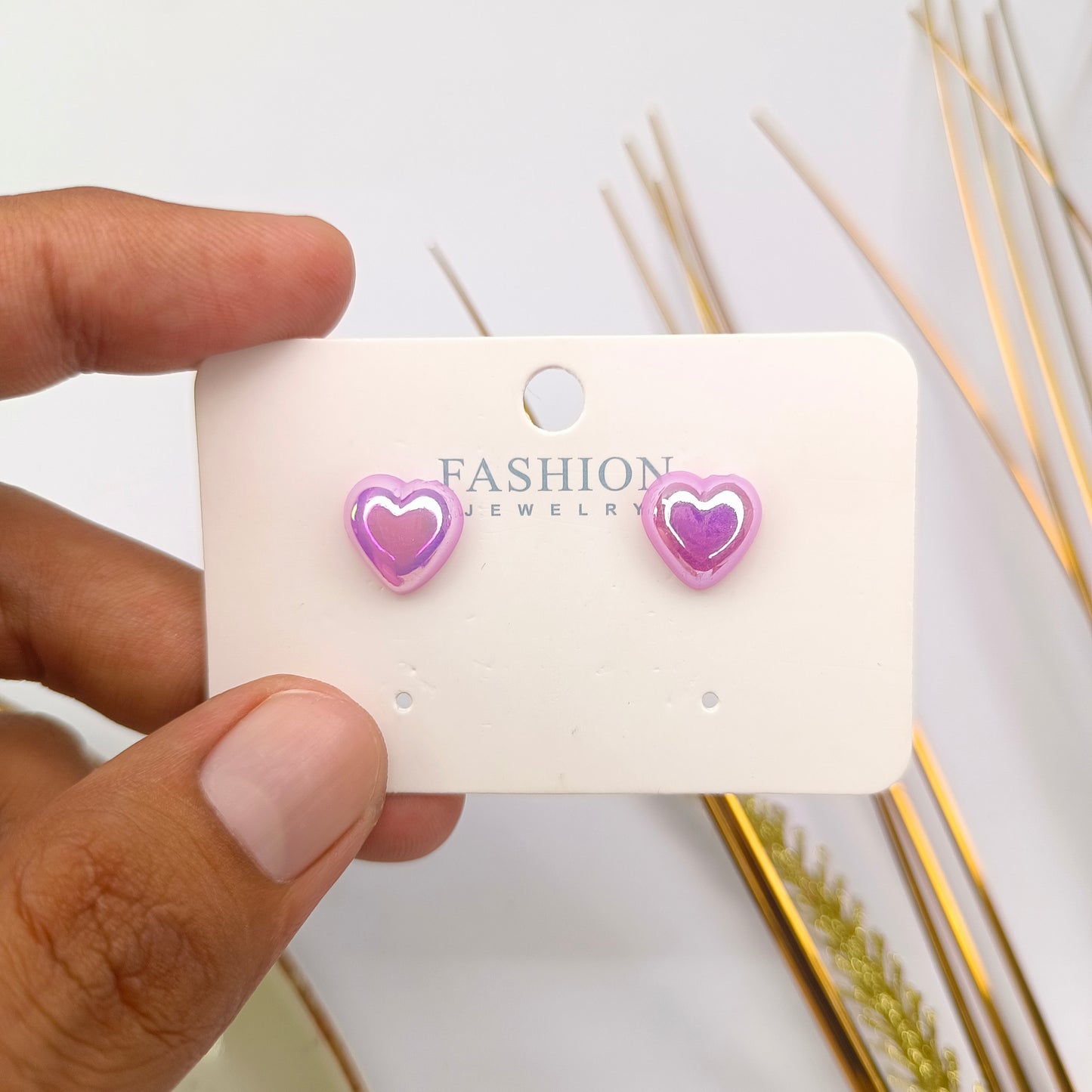 Wine heart Studs Earings