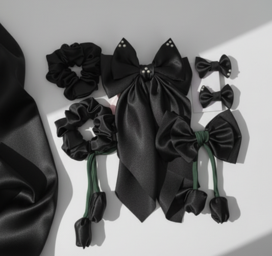 Black Colored HairBow Set [Set of 6 pcs.]