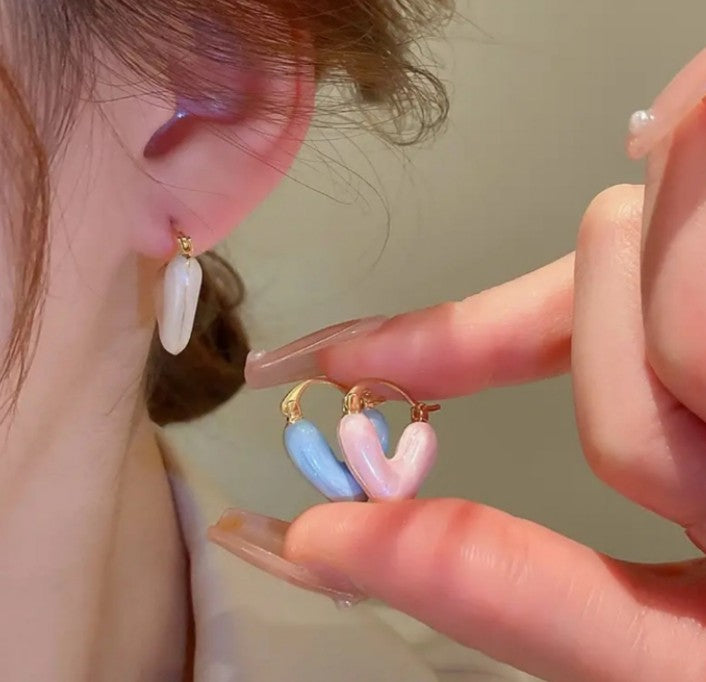 Pink Enamel Earings