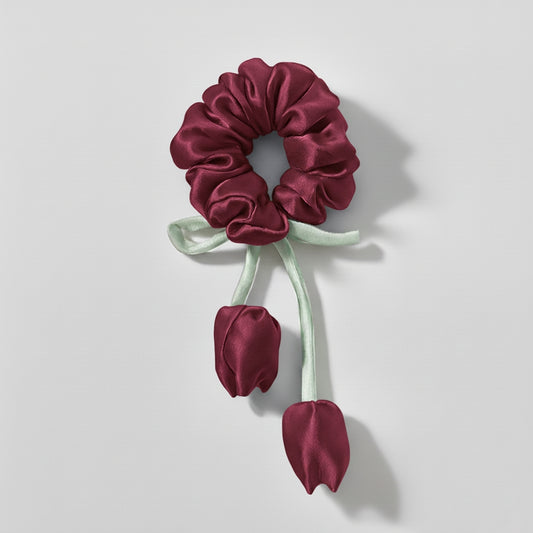 Dark Red Tulip Scrunchie
