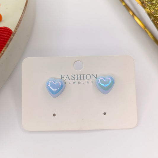 Sky Blue heart Studs Earings