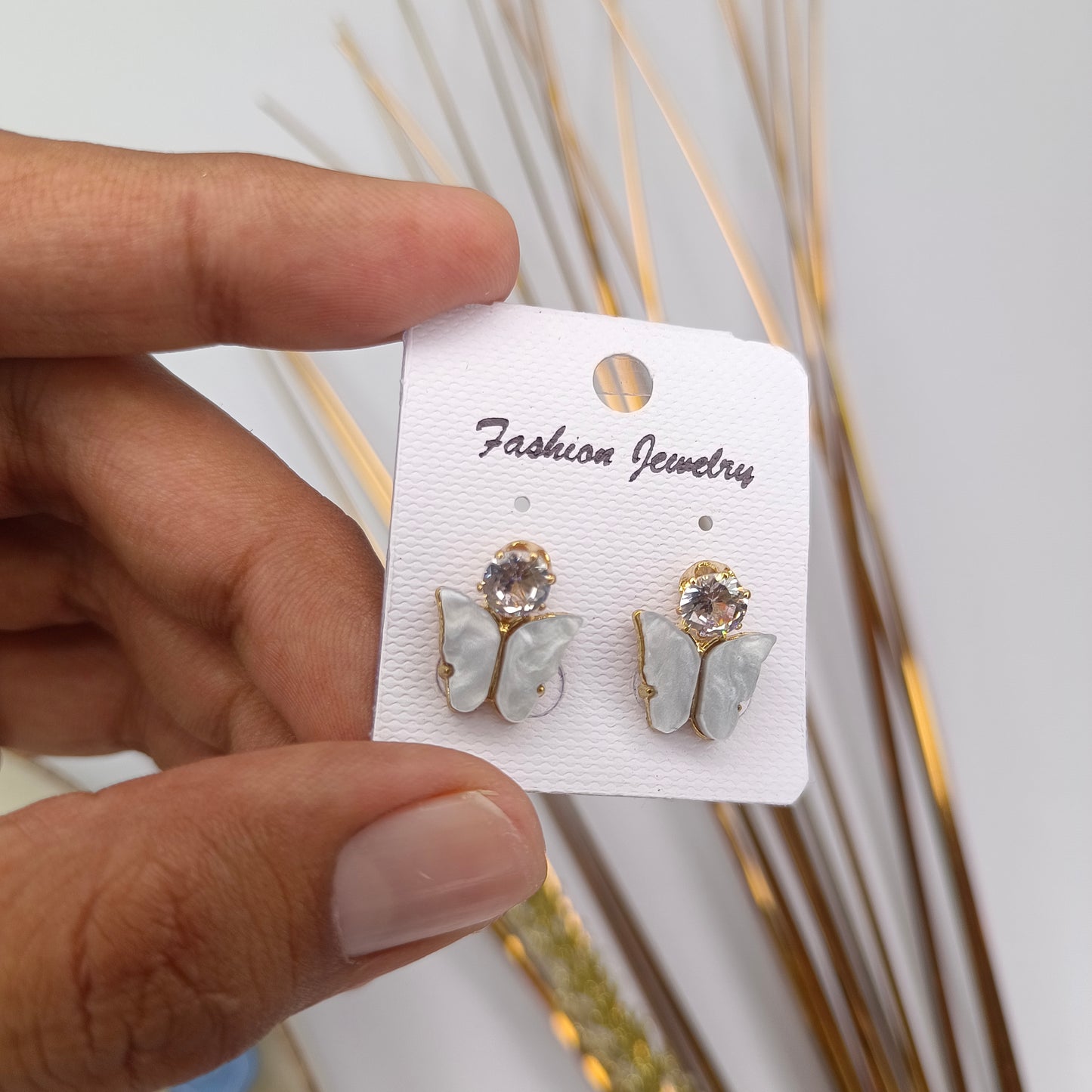 Textured white Butterfly Earings