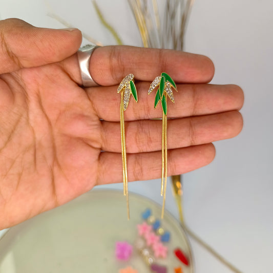 Korean Golden Leaf Earings