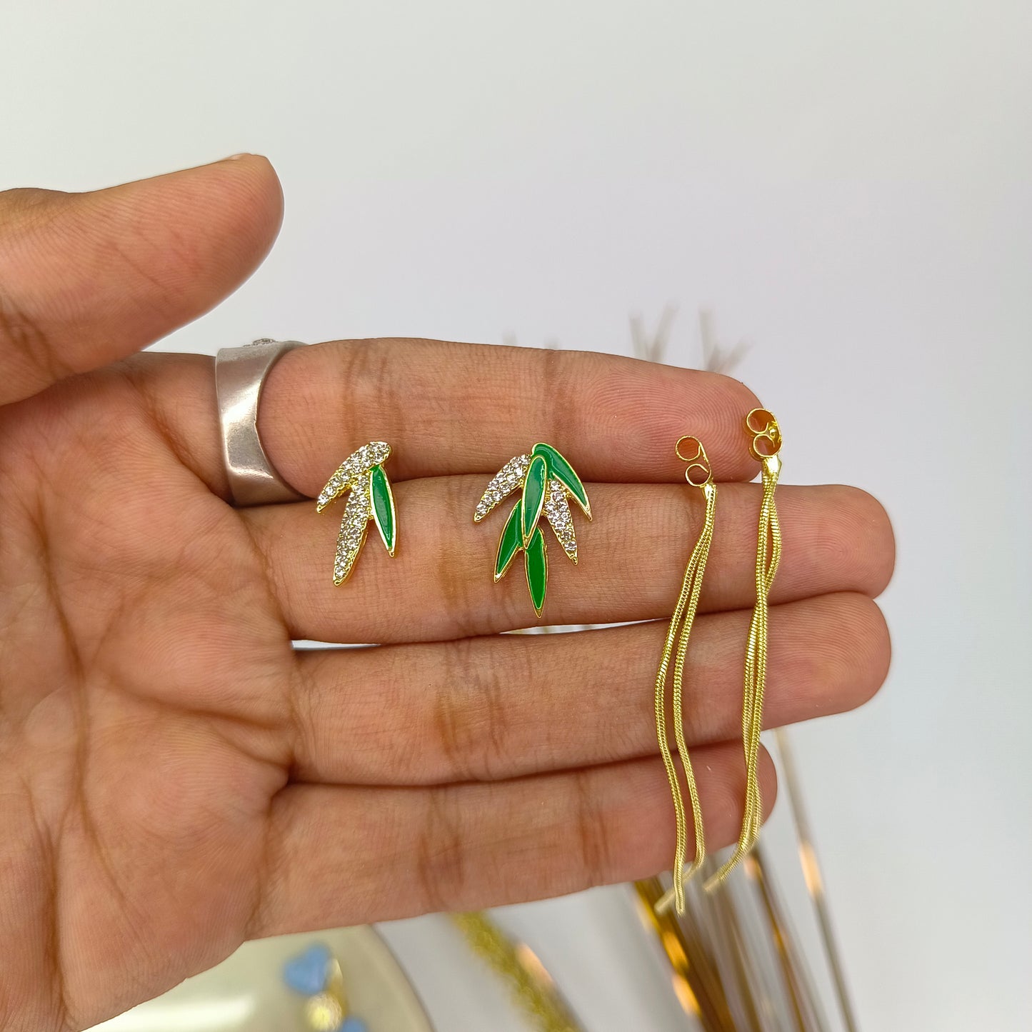 Korean Golden Leaf Earings