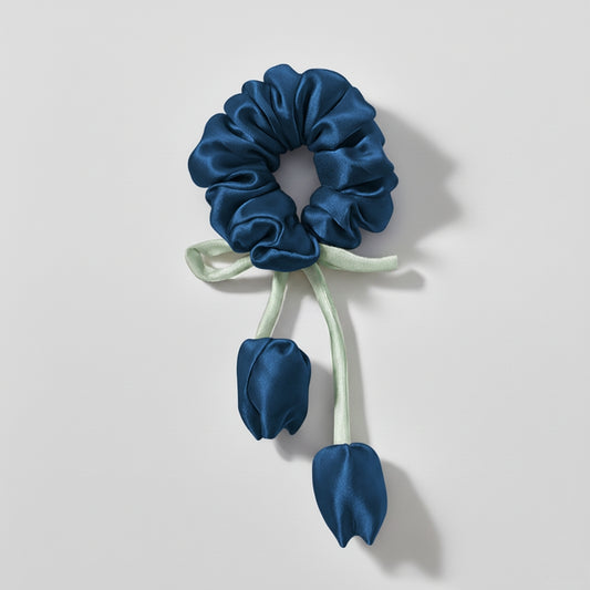 Deep Blue Tulip Scrunchie