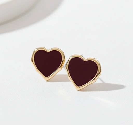 Red Fill Heart Earings