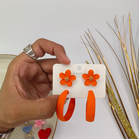 Tanzarine flower studs earings with hoops