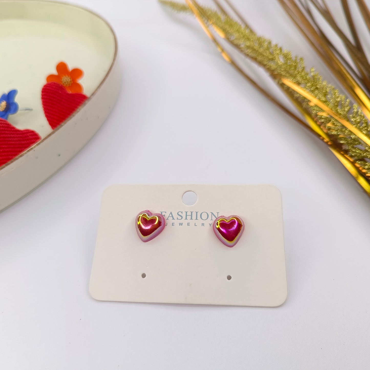 Red Heart Studs Earings