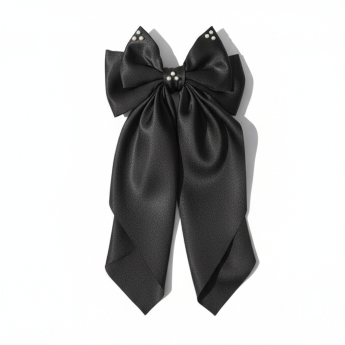 Black Long Hair Bow