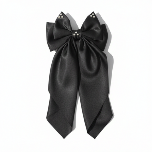 Black Long Hair Bow