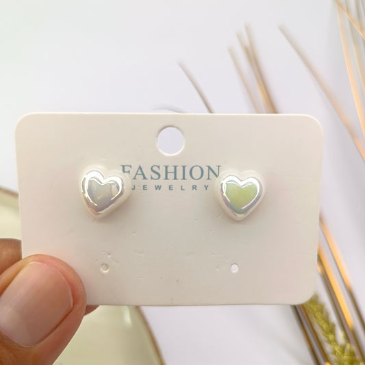 White Heart Studs Earings